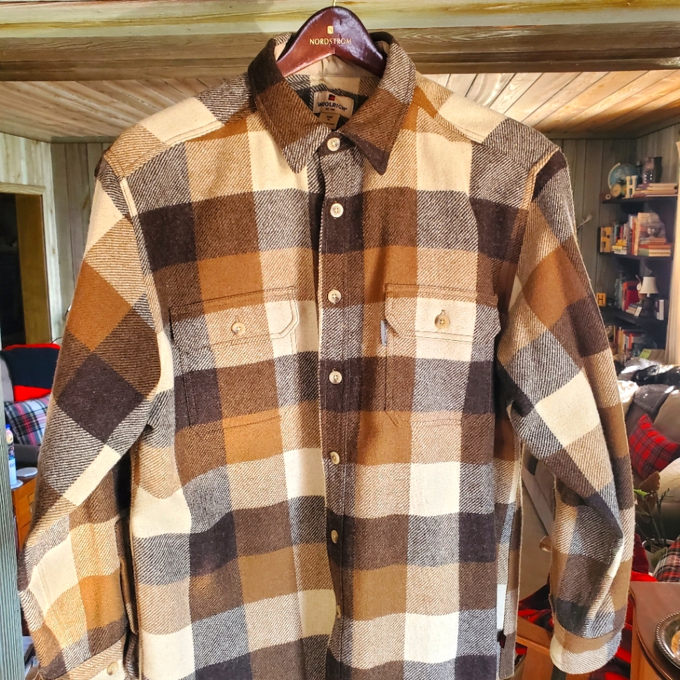 Woolrich Brown Plaid Wool Jacket Shirt